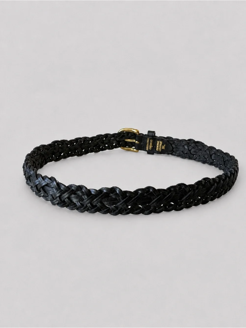 Capezio Black Braided Leather Belt M/L Gold Tone Buckle Vintage Italian Made